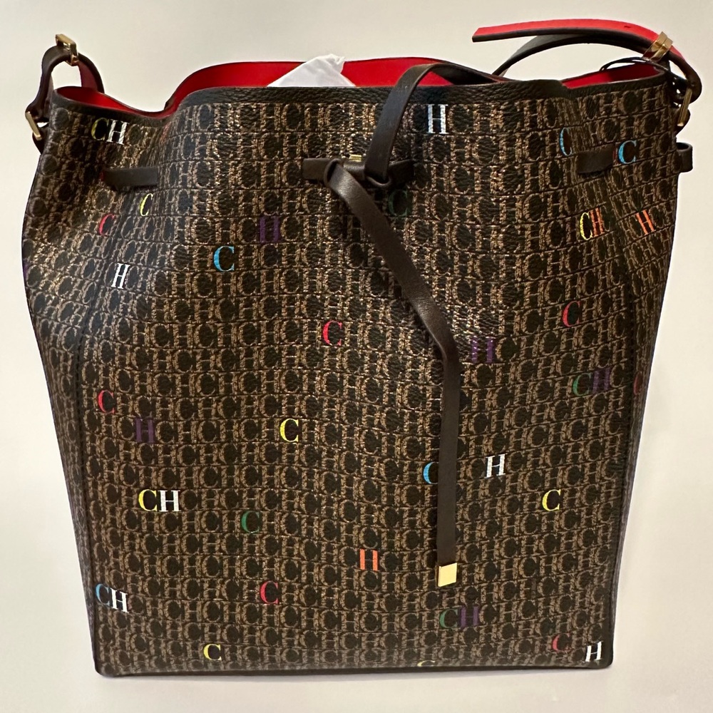 Carolina Herrera Multicolor Monogram Shoulder Bag “Editors Bucket”